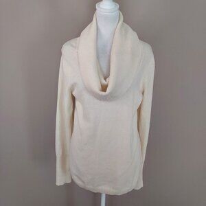 Banana Republic Wool/Cashmere Blend Ribbed Turtleneck Cream Sweater Size Med
